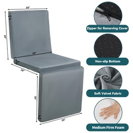 HOMBYS 3-in-1 Recliner Seat Cushion with Lumbar Support Pillow & Footrest, Multi-Functional Adjustable Height 2" to 6" for You to Choose, Non-Slip Foam Chair Cushion for Elderly, Light Grey