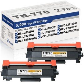 TN-770 TN770 Super High Yield Black Toner Cartridge Replacement for Brother TN 770 TN770 Toner for Brother Printer MFC-L2750DW MFC-L2750DWXL HL-L2370DW HL-L2370DWXL 5,000 Page, 2-Pack
