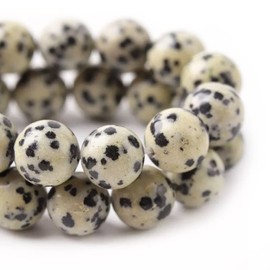 Jmzothie Dalmatian Jasper Beads for Jewelry Making,Natural Dalmatian Gemstone Loose Stone Beads (8mm, Dalmation Spot Jasper)