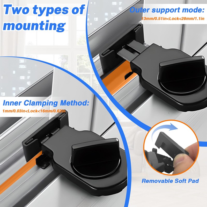 LELE LIFE Sliding Window Locks, Security Window Lock Adjustable Iron