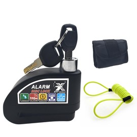 XYT WORLD Black 110DB Motorcycle Alarm Disc Brake Lock with 1.5m Yellow Remind Cable | Carrying Pouch Anti-Theft Waterproof Padlock For Motorcycle Bike Scooter E-bike E-Scooter Australia Standard
