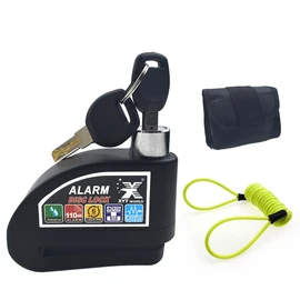 XYT WORLD Black 110DB Motorcycle Alarm Disc Brake Lock with 1.5m Yellow Remind Cable | Carrying Pouch Anti-Theft Waterproof Padlock For Motorcycle Bike Scooter E-bike E-Scooter Australia Standard
