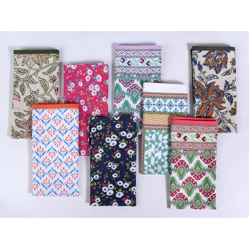FINGERCRAFT Pack of 12 Cotton Linen Blend Napkins with Mitered