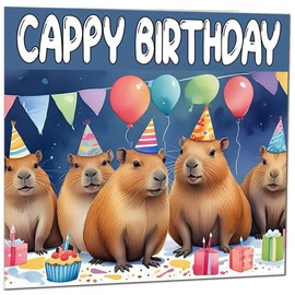 Capybara Geburtstagskarte – Cappy Birthday – Lustige Capybara-Partykarte 145 x 145 mm