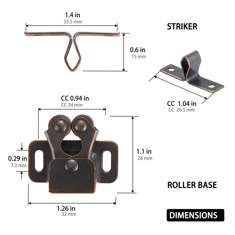 8 Pack Cabinet Latch Double Roller Catch - HBL' Hardware