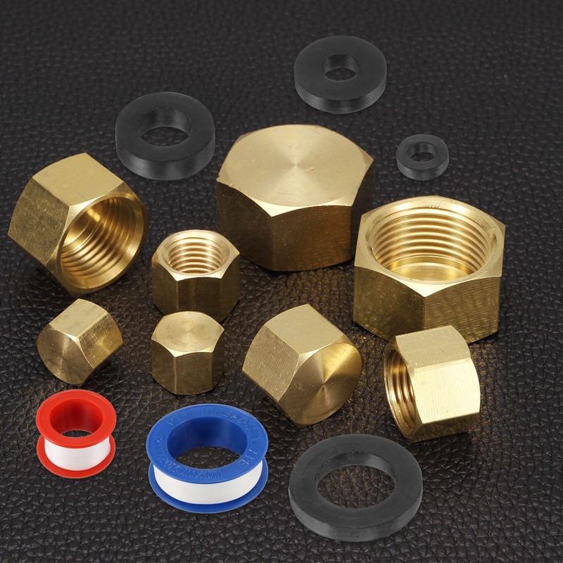 sourcing map 5Pcs Brass Hex Head Plug Compression Cap Fitting