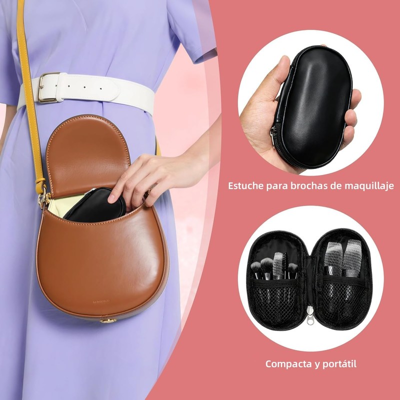 15 Piezas Brochas para Maquillaje con 10 Brochas, 2 Esponjas,