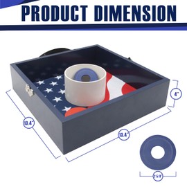 SPORT BEATS Wooden Washer Toss Game for Adult Lawn Games Washer Board Game Outdoor Games Flag Pattern with 8 Washers