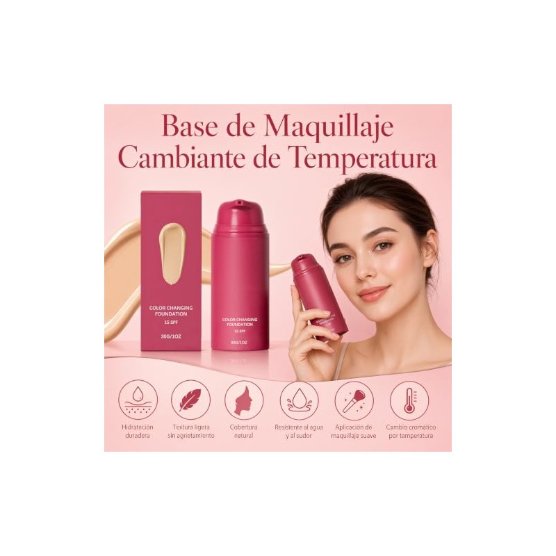 Base de Maquillaje, Base de Maquillaje Cambiante de Temperatura, Base