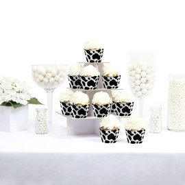 Big Dot of Happiness - Estampado de vaca - Decoraciones de fiesta de animales de granja - Envolturas de fiesta para cupcakes - Juego de 12