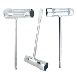 ZYEKIU Set of 3 chainsaw wrenches, spark plug wrench, combination wrench, spark plug wrench, chainsaw wrench, T wrench, T-key, slotted screwdriver, 13 mm x 19 mm