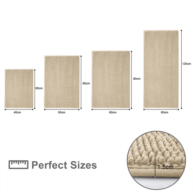 smiry Non Slip Chenille Bath Mat, Extra Soft Bathroom Mat,