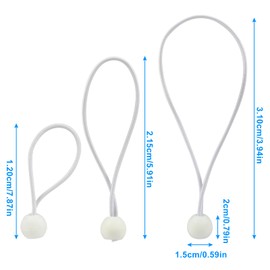 Waziaqoc 30 Pcs Ball Bungee Cords 4,6,9 Inch, Tarp Ball Bungee Ties Heavy Duty Canopy Tie Downs for Camping, Cargo, Projector Screen, Tent Poles with UV Resistant (White)
