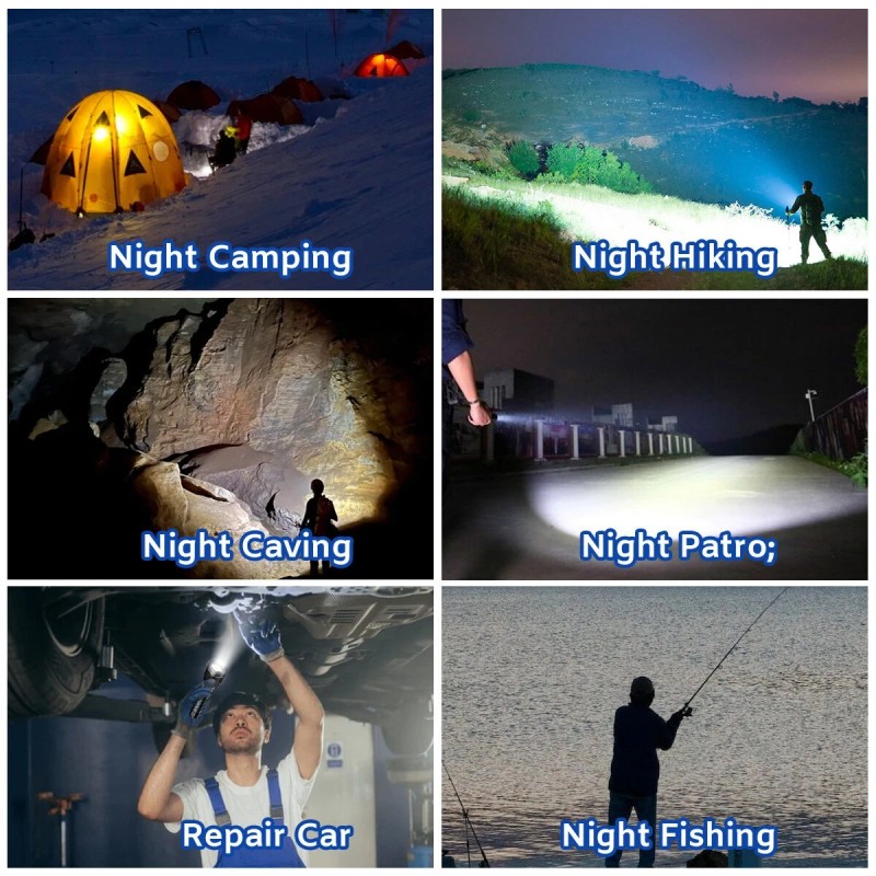 Garberiel Zoom Rechargeable LED Flashlight Tactical Super Bright 50W Torch