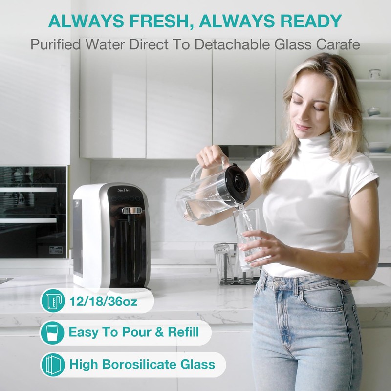 SimPure Y7T Reverse Osmosis Water Filter Replacement Carafes, Portable Glass