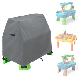 SUNSURE Kids Water Table Cover for Step2 Rain Showers Splash Pond Water Table, Waterproof Kids Sand and Water Table Toys Covers Heavy Duty Outdoor Toddlers Sand Table Cover (Grey)