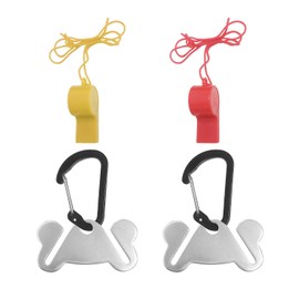 TVSVKWE 2 Pieces Metal Pet Garbage Bag Holder, 2 Pieces Plastic Whistle, With Carabiner, Reusable, Dog Soy Bag Clip.