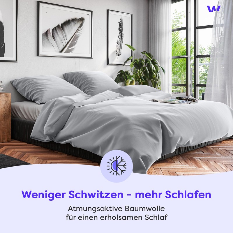 Wolkenfeld Pillowcase 70 x 90 cm, light grey, cotton, breathable