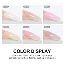 Builder Rubber Base Gel, HEMA-FREE White Pink Builder Gel for Nail Extension, Gummy Base Coat American Base Coat, Reinforcement, Nail Manicure, Repair 6 x 7 ml (HY-0106)