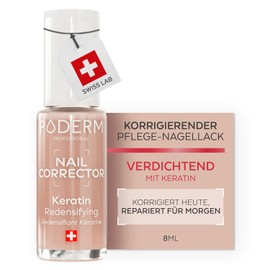 PODERM Nail Polish Care Correcting & Perfecting - Keratin | Compacting & Hardening - 8 ml | Strengthens & Protects Nail Structure with Natural Nude Finish | Developed by Podiatrist in Switzerland