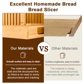 Bread Slicer for Homemade Bread, Bamboo Bread Slicing Guide Adjustable Width, Foldable and Compact Cutting Guide with Crumb Tray for Cakes, Bagels, Loaves, Kitchen Gadgets & Gifts (Knife Not Included)