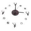 Frameless Wall Clock Deer Head 3D Effect Self Adhesive DIY