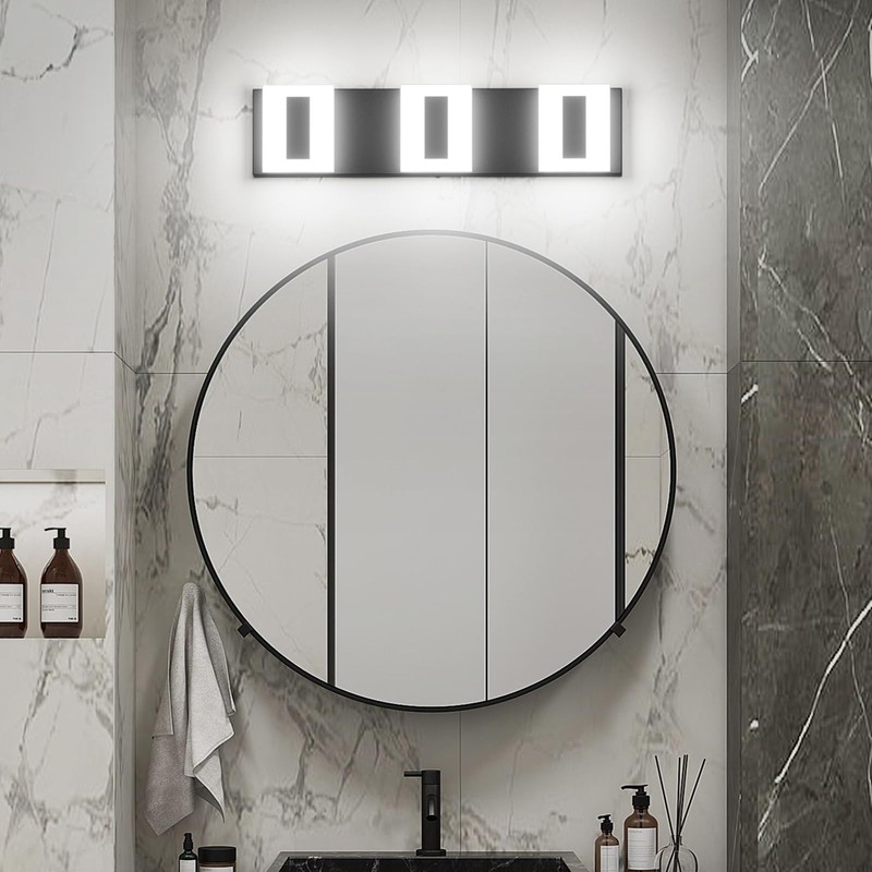 Coinmit 3 Light Black Modern Bathroom Vanity Light Fixtures Over