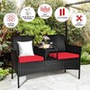 RELAX4LIFE Conversation Furniture Set with Table and Two Removable Cushions