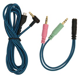 Headphone Cable Elbow Plug OFC Core Replacement Headset Cord with Y Adapter for Steelseries Arctis 3 5 7 Pro 6.5ft