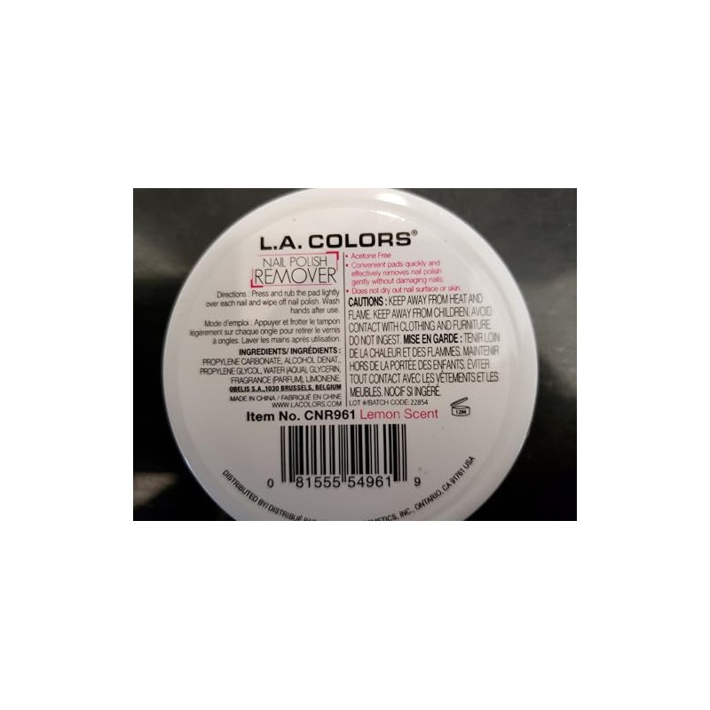 L.A. COLORS Nail Polish Remover, Lemon Scent CNR961