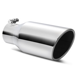 AUTOSAVER88 2.5 Inch Inlet Exhaust Tip, 2.5" Inlet 4" Outlet 9" Overall Length Chrome-Plated Stainless Steel Exhaust Tail Tip for 2.5" Outside Diameter Tailpipe, Rolled Angle Cut, Bolt-On