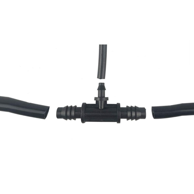 E-outstanding Tee Barbed Connector 10PCS Black 3/8 Inch to 1/4
