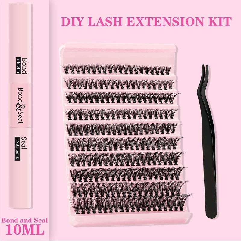 QUEWEL DIY Eyelash Extensions Set, 200 Pieces Lashes Set, Thin