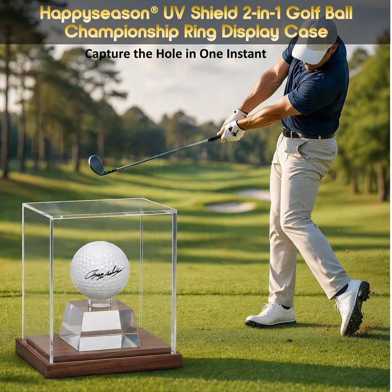 Happyseason 2-in-1 Golf Ball & Championship Ring Case Display