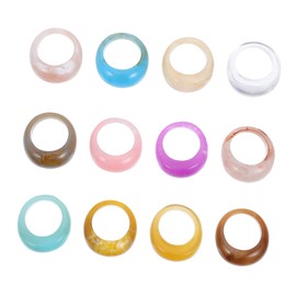 BESPORTBLE 12pcs Unique Retro Geometric Colored Resin Rings for Women Chic Jewelry for Parties Daily Wear and Special Occasions Christmas Valentine Day and Anniversaries