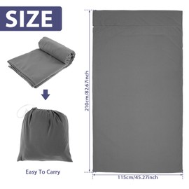Sleeping Bag Liner 115x210cm Travel Lightweight Camping Sheet with Pillow Slot Soft Sleeping Bag Sack Portable Breathable Sleeping Sack Sheet for Travel Hiking Camping Hotel(grey)