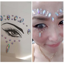 Opal Crystal Facial Jewelry Henna Stickers for Eye, Face, and Body Makeup Party Accessories