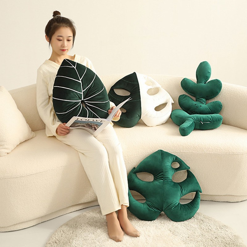 Turtle Back Bamboo Sofa Pillow Cushion Leaf Shaped Throw Pillow