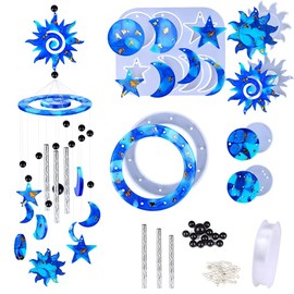 Palksky Resin Molds, 63 Pcs Wind Chimes Silicone Molds Kit, Epoxy Windchimes Casting Mold for DIY Wind Bell, Keychain Earring Pendants Ornaments