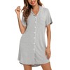 Samring Women's Nightshirt Short Sleeve Button Down Nightgown V-Neck Sleepwear