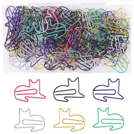 Pack of 100 Cat Paper Clips, Funny Colourful Animal Design Paper Clips, Cute Animal Shape Paper Clips, Cat Bookmarks, Gifts for Women, Men, Cat Lovers