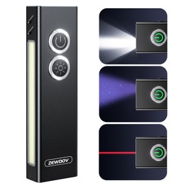 Zewdov 1300LM EDC Pocket Flashlight, 5-in-1 (Spotlight/UV/Red Beam/Floodlight/Red LED) Rechargeable Magnetic/Clip Flat Flashlight for Outdoor/Emergency/Work/Pet Urine Detection