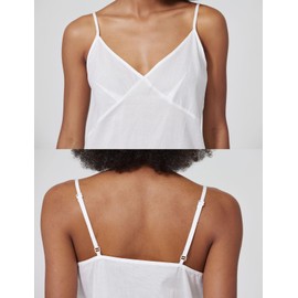 BEAUZSUZSANA Women's Cotton Full Slip with Breast Area Shape for Under Dresses Adjustable Spaghetti Strap V Neck (Nude,S)