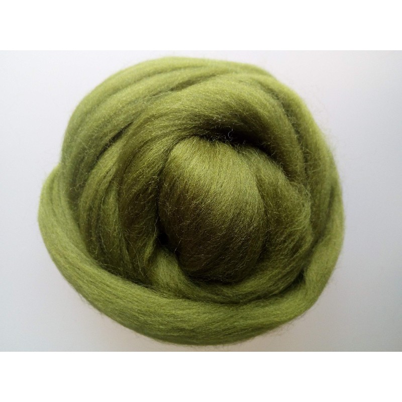 Green Family* 100% Pure Merino Wool for Felting, 30-200g (Olive