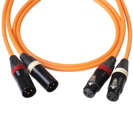 BJC Star Quad XLR Cables, Canare L-4E6S with Neutrik BXX-Series XLRs (Stereo Pair, Orange, 6 Foot)