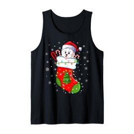Funny Havanese Dog In Christmas Socks Lights Xmas Tank Top