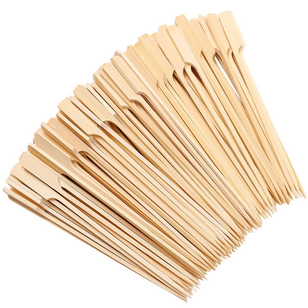 ANECO 200 Pieces Bamboo Paddle Skewers Wooden Paddle Sticks Barbeque Skewers Cocktail Picks for Grill Party, Kebabs, Fruit, Chocolate Fountains Fondues