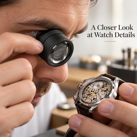 30X Magnifying Loupe for Watch and Coin Inspection with K9 Optical Lens and Metal Body, Black