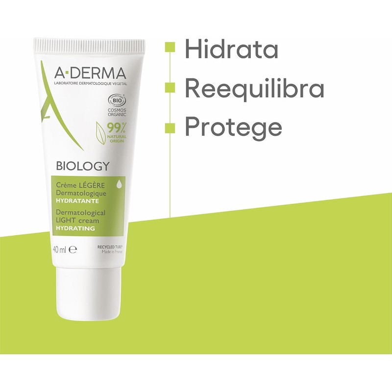 ADERMA, Biology Crema Hidratante Ligera Dermatológica, Para Piel Frágil Normal