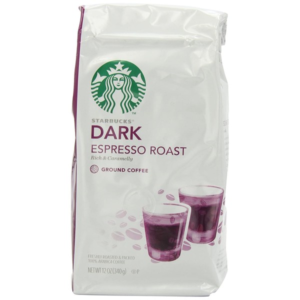 Starbucks Dark Espresso Roast Ground Coffee, 12-Ounce Bags (Pack of 3)